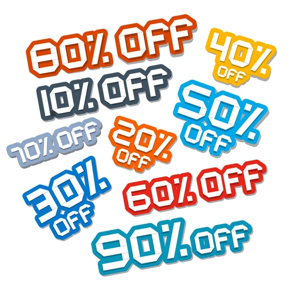 Colorful Vector Paper Cut Discount Stickers, Labels Set — Stock Vector
