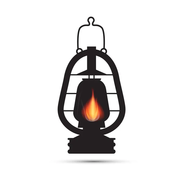 ビンテージ ランタン、白い背景に分離したガス ランプの図 — ストックベクタ