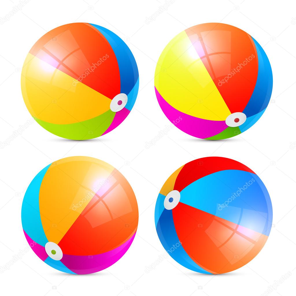 Colorful Vector Beach Balls Set Isolated on White Background
