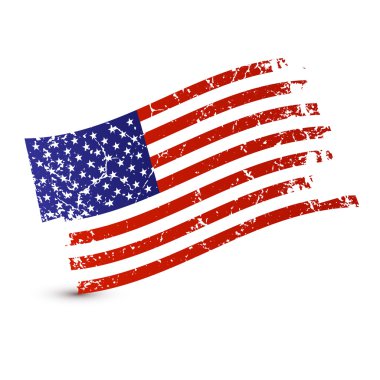 Beyaz arka plan üzerinde izole vektör Amerikan bayrağı - kirli, grunge, 