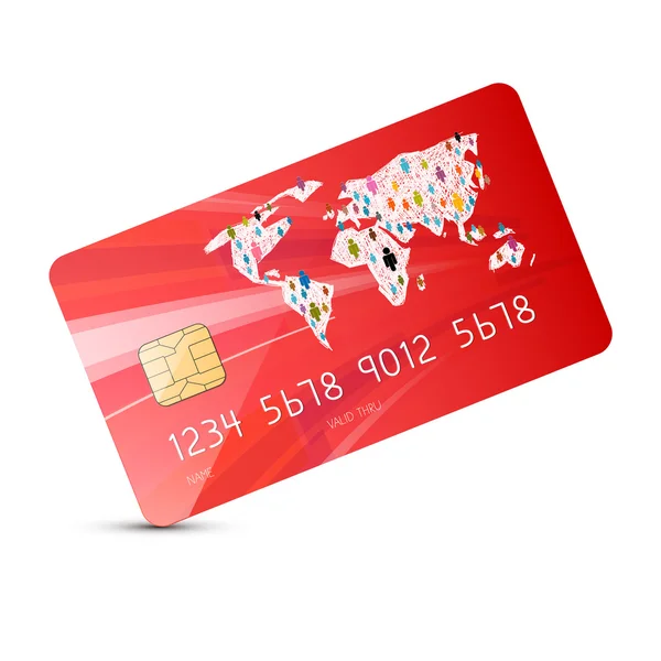 Roter Vektor Kreditkartenabbildung isoliert auf weißem Hintergrund — Stockvektor