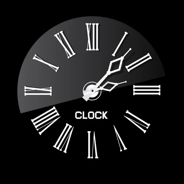 Rétro Horloge abstraite blanche Illustration sur fond noir — Image vectorielle