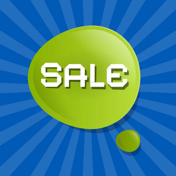 Vector Green Sale Bubble Icon on Blue Backgound — Stock Vector