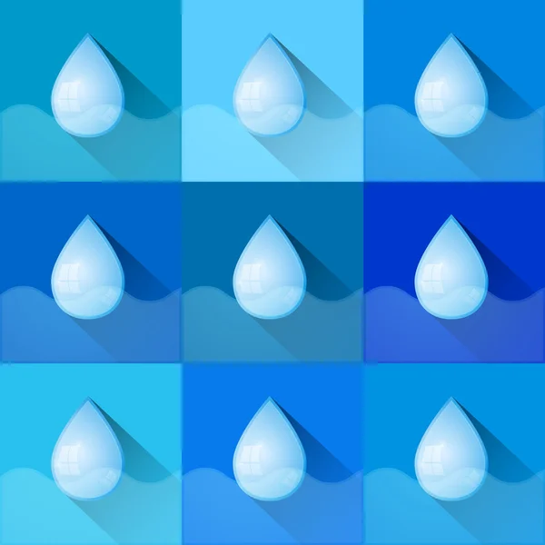 Blue Vector Water Drops Symbols Set — Stock Vector