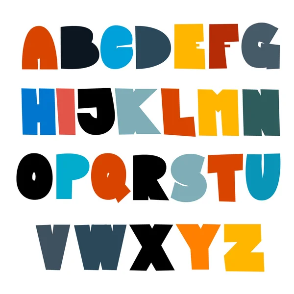 Ensemble d'alphabet drôle coloré isolé sur fond blanc — Image vectorielle