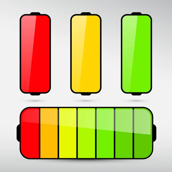 Conjunto de iconos de batería — Vector de stock