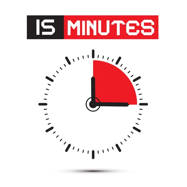 Fifteen Minutes Stop Watch - Clock Vector Illustration — Stock Vector