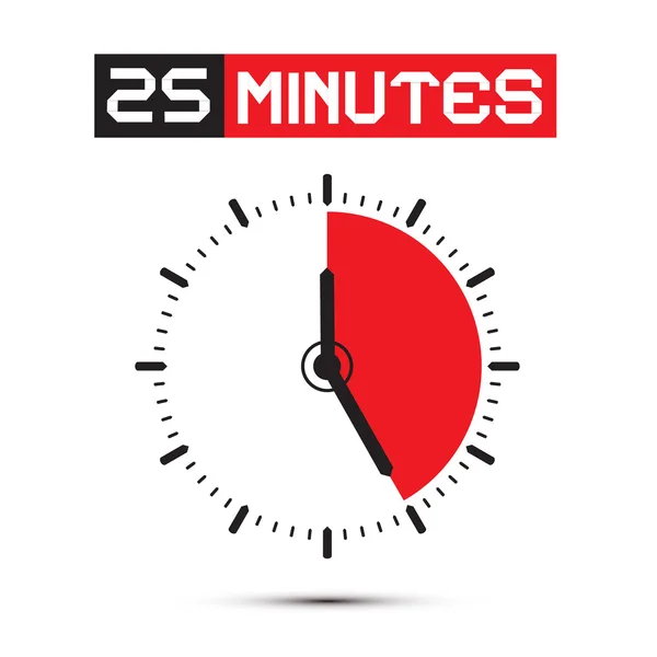 Vijfentwintig minuten stopwatch - klok vectorillustratie — Stockvector