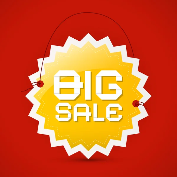 Big sale icon - orange label on red background, vector — Stock Vector