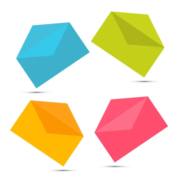 Conjunto de ícones de envelope de papel colorido isolado em fundo branco — Vetor de Stock
