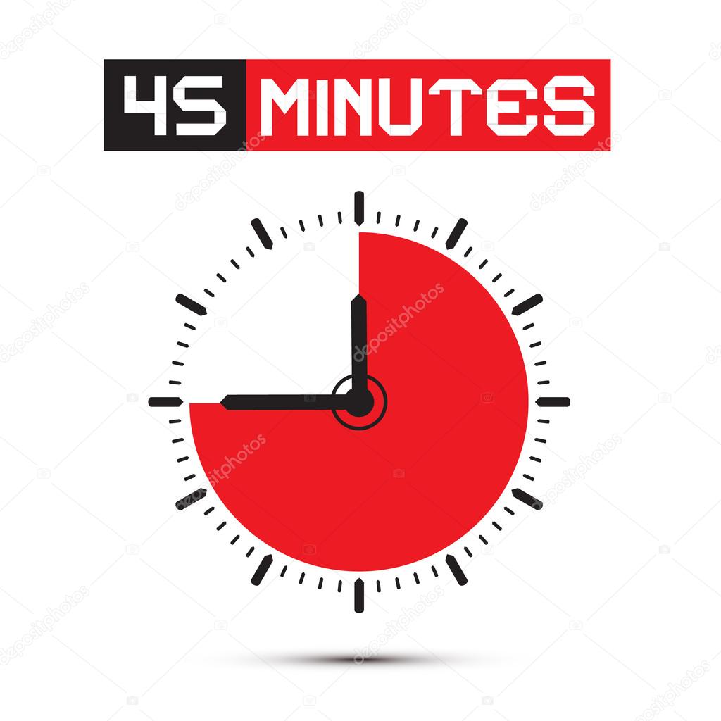 Forty Five Minutes Stop Watch - Clock Vector Illustration