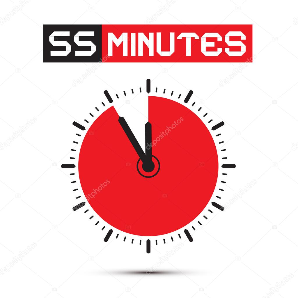 Fifty Five Minutes Stop Watch - Clock Vector Illustration
