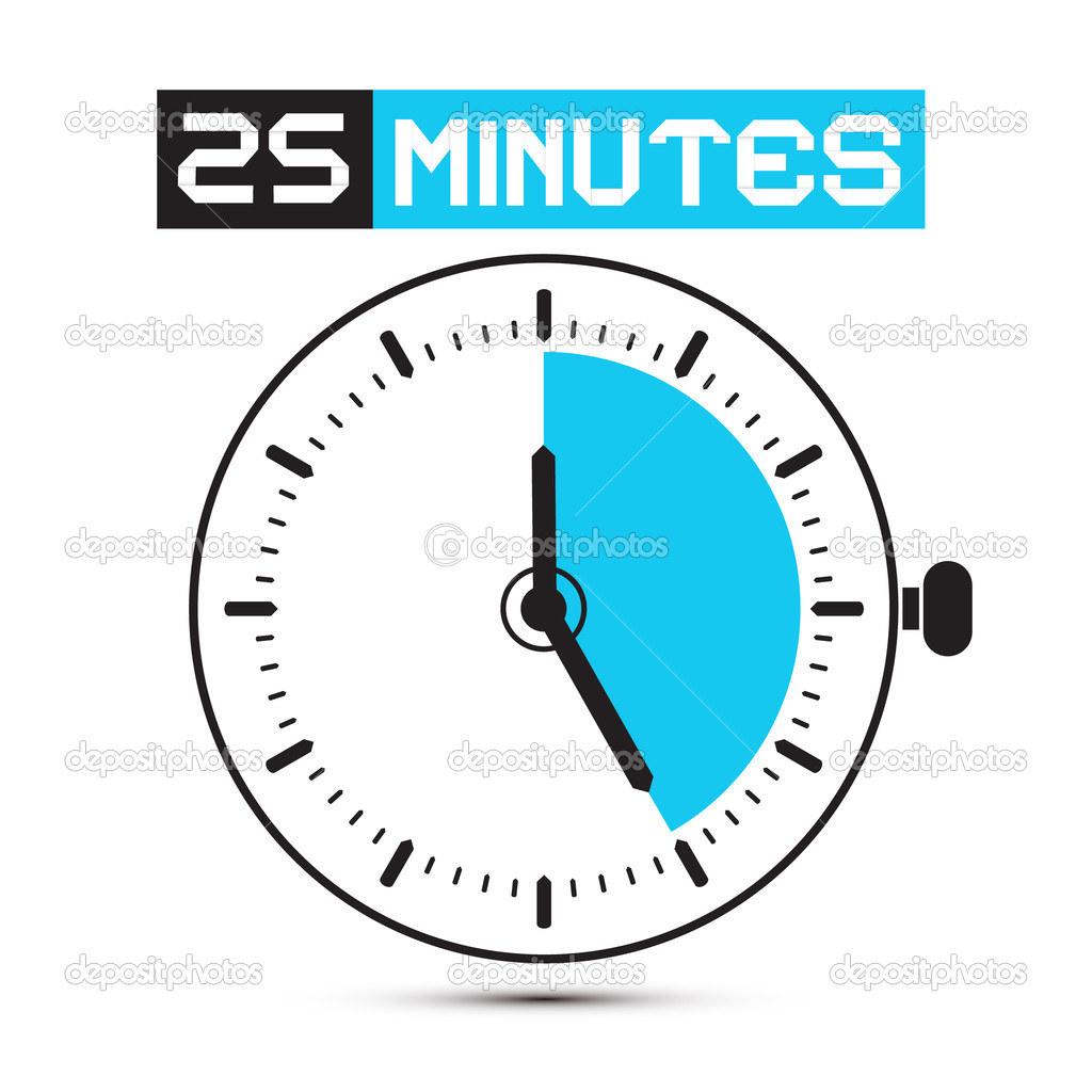 Twenty Five Minutes Stop Watch - Clock Vector Illustration