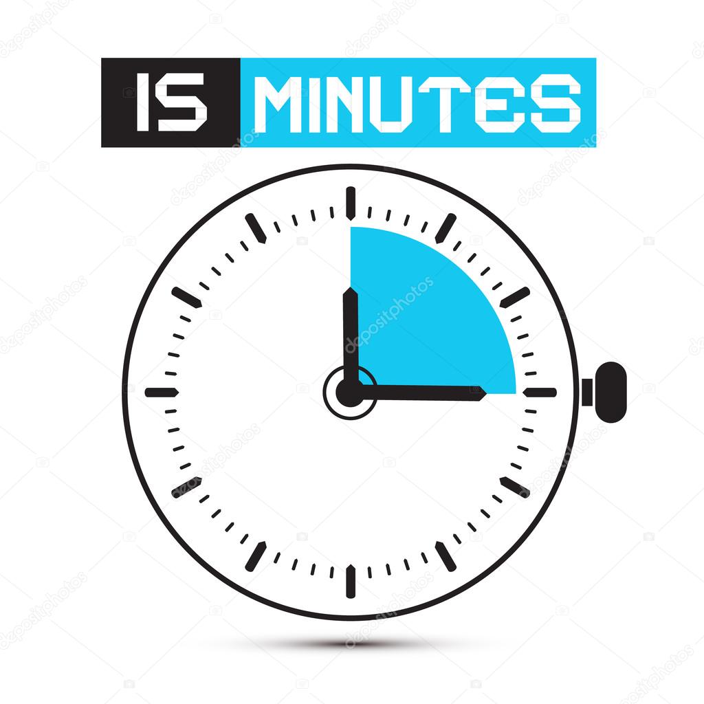 Fifteen Minutes Stop Watch - Clock Vector Illustration