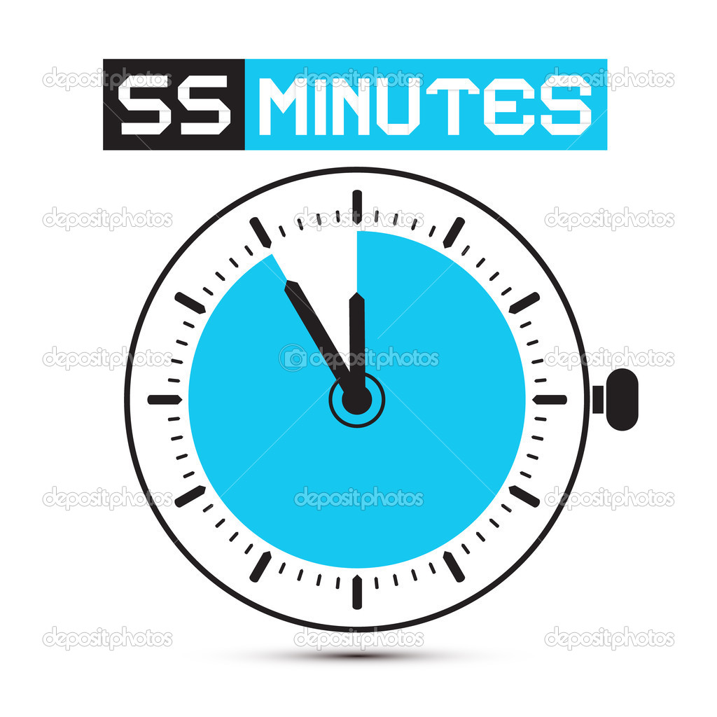 Fifty Five Minutes Stop Watch - Clock Vector Illustration