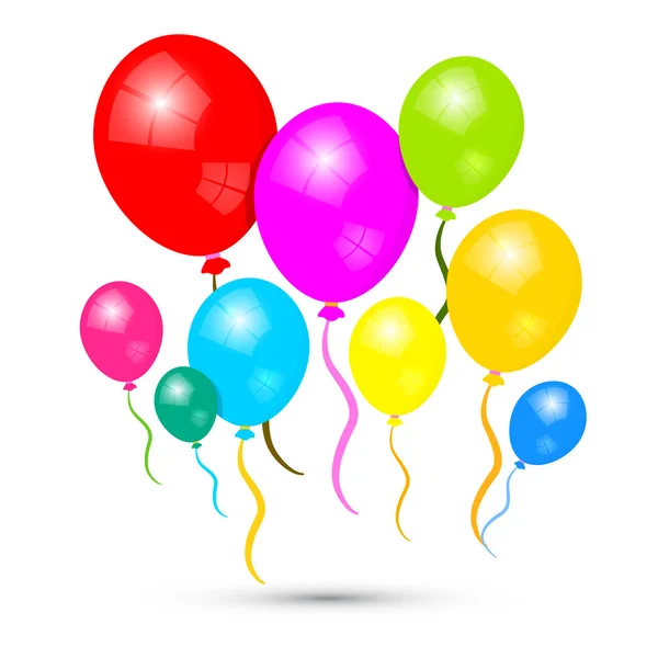 Bunte Vektor-Ballons, die isoliert auf weißem Hintergrund — Διανυσματικό Αρχείο