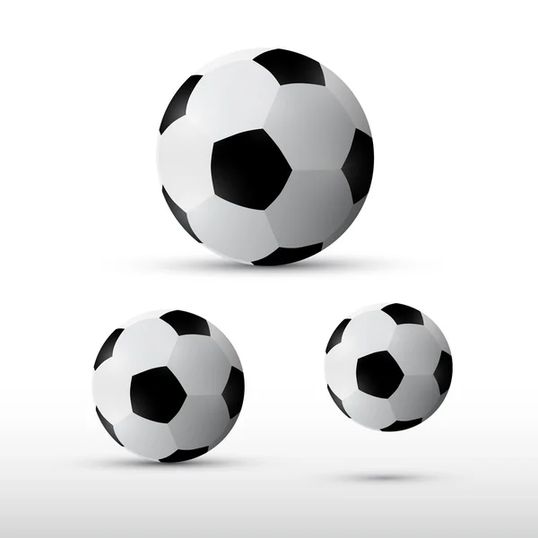 Voetbal ballen illustratie instellen geïsoleerd op grijze achtergrond — Stockvector