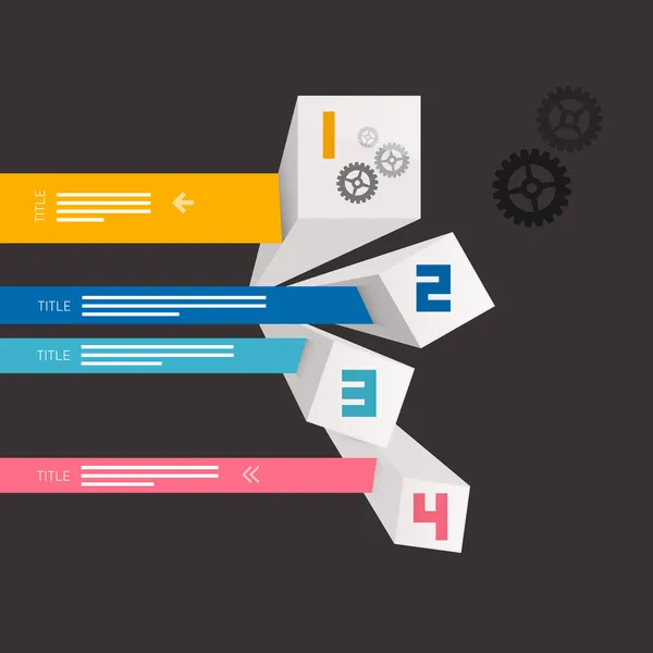 Cuatro pasos del progreso del vector para el tutorial, diseño moderno de las infografías 3d — Vector de stock