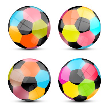 futbol topları renkli vektör çizim ayarla