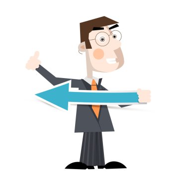 holding kağıt ok vektör çizim iş adamı