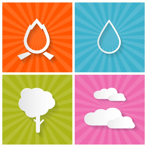 Illustration en quatre éléments Feu, eau, air et terre — Image vectorielle