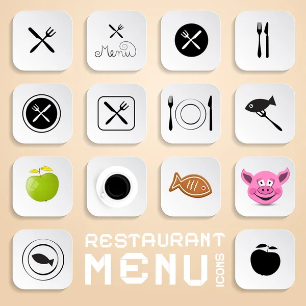 Vector Restaurant Menu Icons - Vector Design Elements — Stock Vector