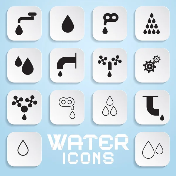 Símbolos vectoriales de agua - Conjunto de iconos — Archivo Imágenes Vectoriales