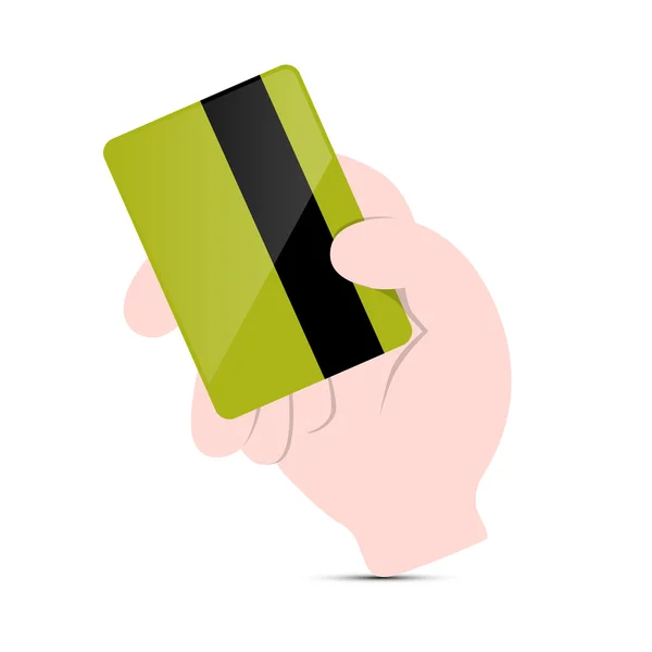 Χέρι που κρατά το πράσινο πιστωτική κάρτα εικονογράφηση φορέας — Διανυσματικό Αρχείο