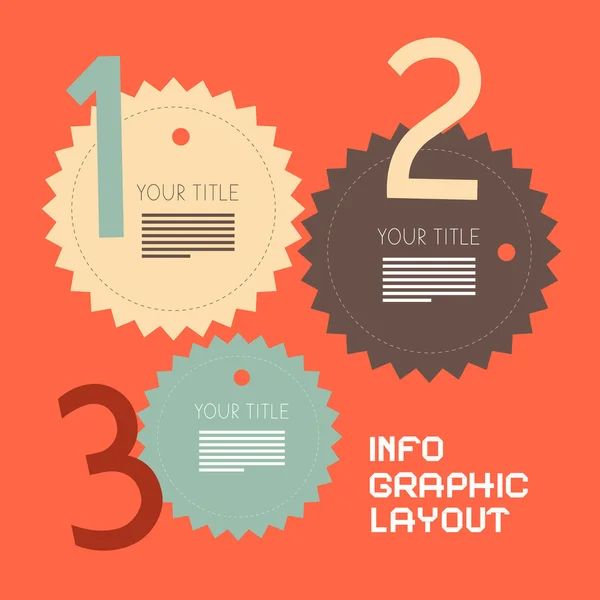 Drie stappen retro papier vector infographics plat design lay-out — Stockvector