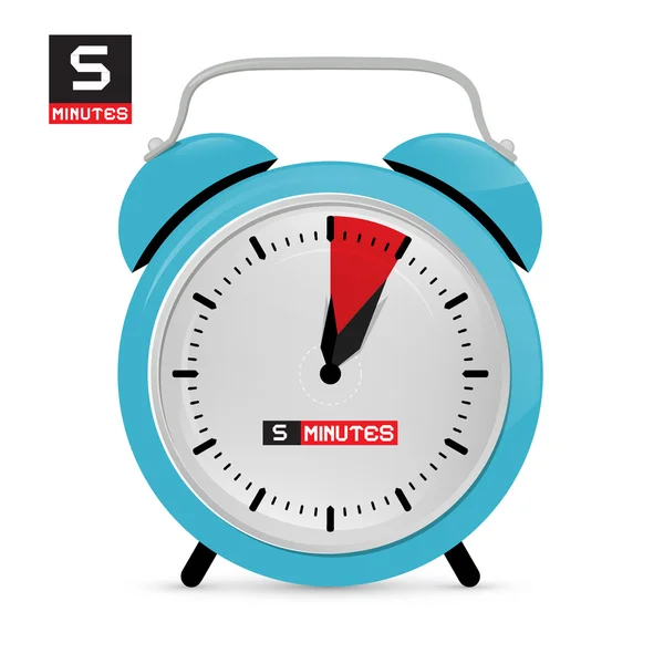 Cinco 5 minutos Reloj despertador Vector Ilustración — Vector de stock