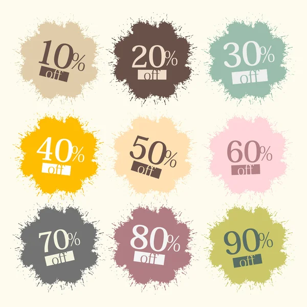 Retro Discount Labels, Stains, Splashes — Stock Vector