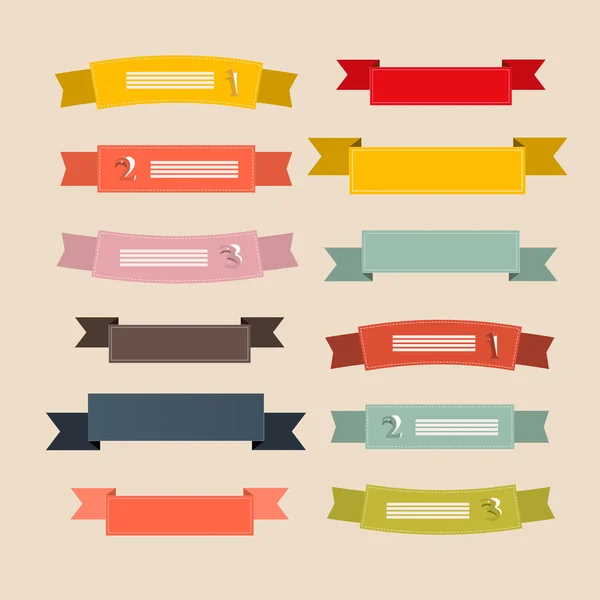 Retro linten, labels, tags instellen illustratie — Stockvector