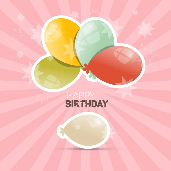 Feliz cumpleaños Retro Vector Ilustración con globos — Archivo Imágenes Vectoriales