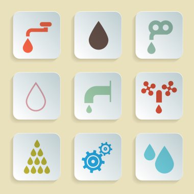 Retro kağıt vektör su sembolleri - Icons set