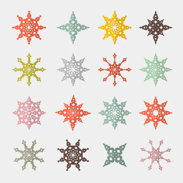Vettoriale colorato Retro Cut Paper Stars Set — Vettoriale Stock