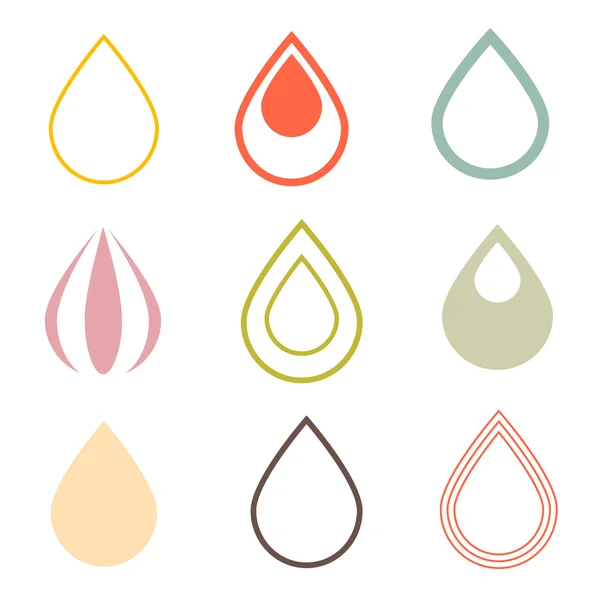 Vector Water Drops Icons Set in Retro Style — Stock Vector