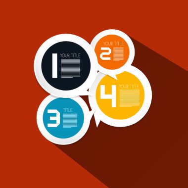 dört adım vektör daire Infographic düzen kırmızı zemin üzerine kağıt