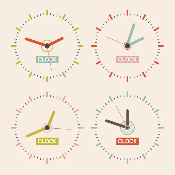 Abstract Retro Vector Clock Set Illustration — Stock Vector