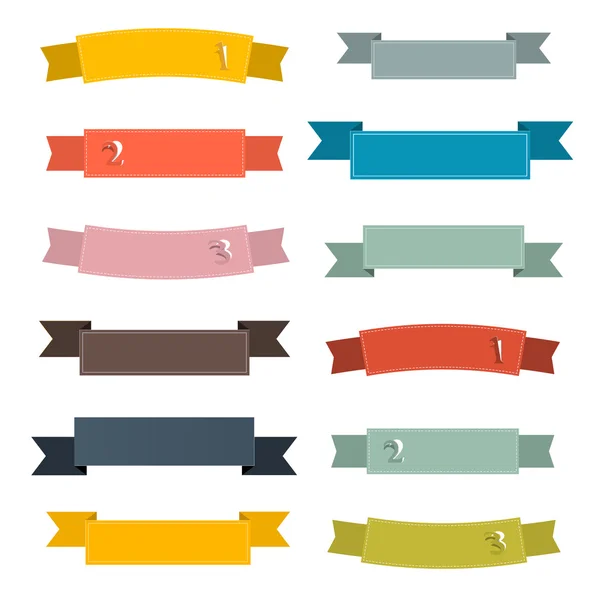 Retro Ribbons Set Illustration Set on White Background — Stock Vector