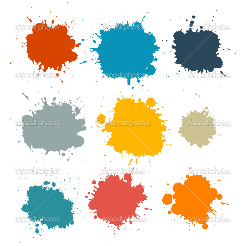 Colorful Retro Vector Stains, Blots, Splashes Set