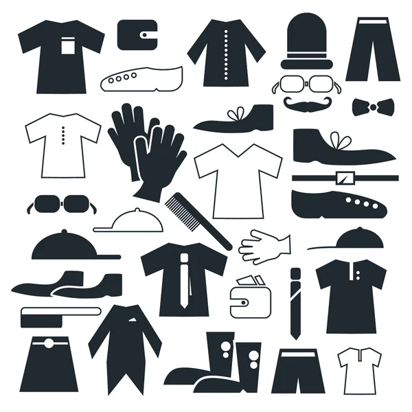 Ropa - Moda Vector Iconos planos — Vector de stock