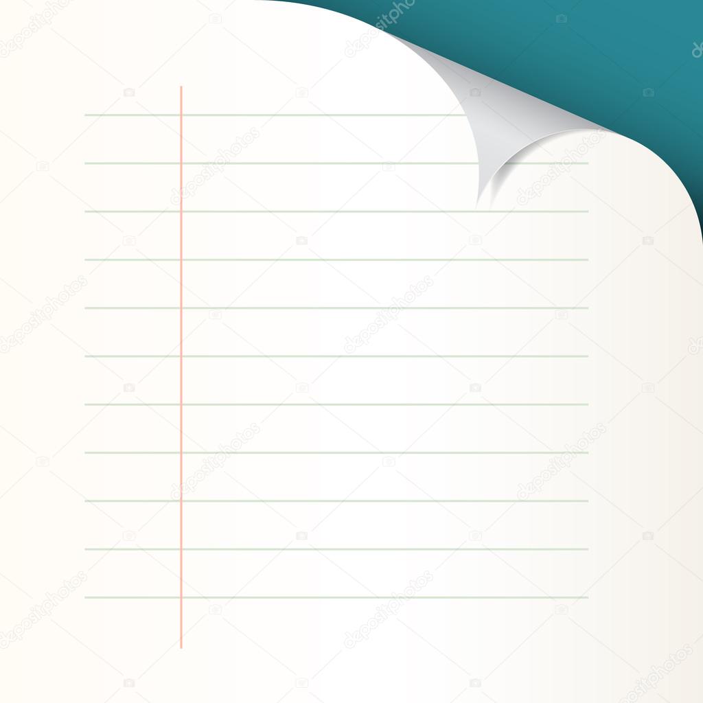 Lined Paper with Bent Corner Vector Illustration