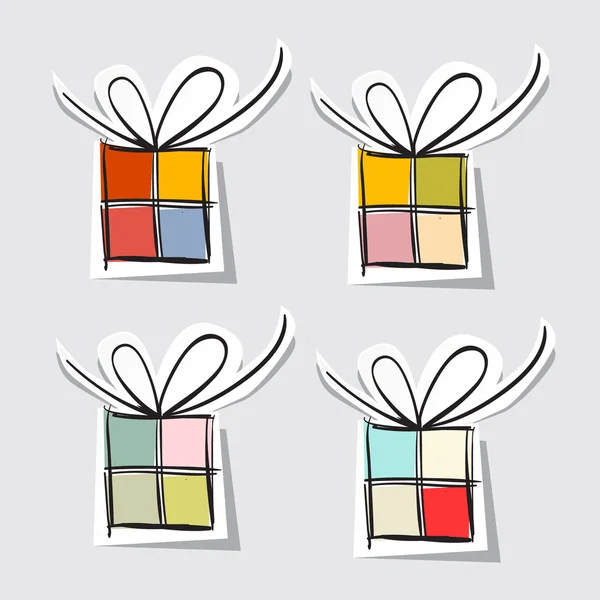 Paper Gift Box Set on Grey Background — Stock Vector
