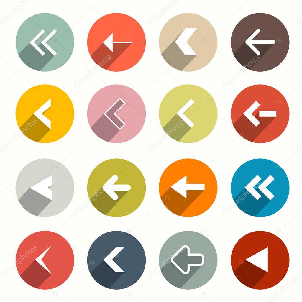 Vector Flat Design Arrows Set in Circles