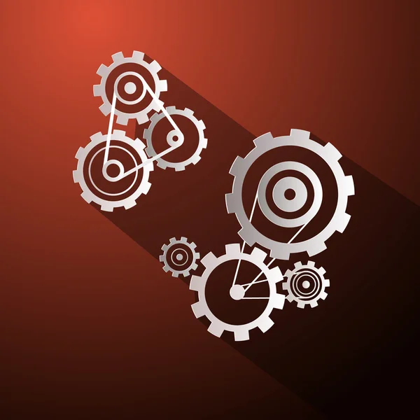 Cogs de vectores de papel abstracto - Engranajes sobre fondo rojo — Vector de stock