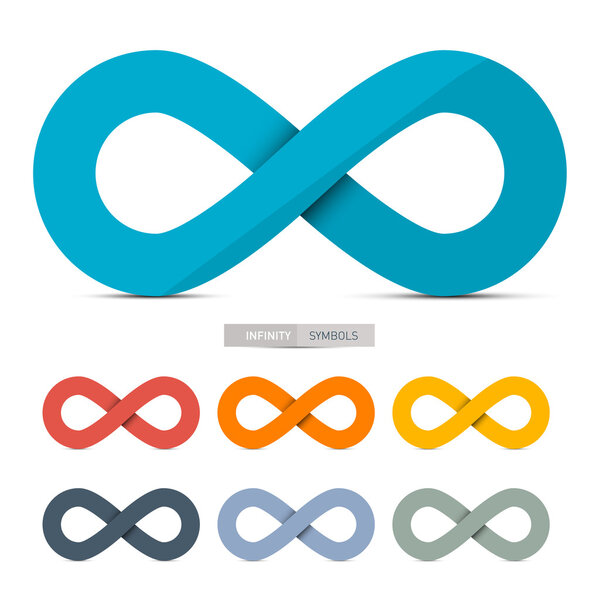 Colorful Paper Vector Infinity Symbols Set Isolated on White Background