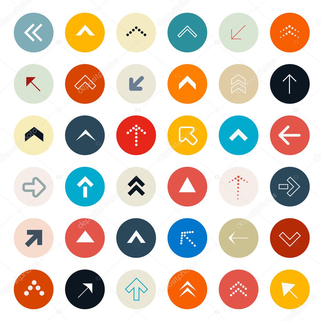 Retro Arrows Set in Circles - Vector Illustration