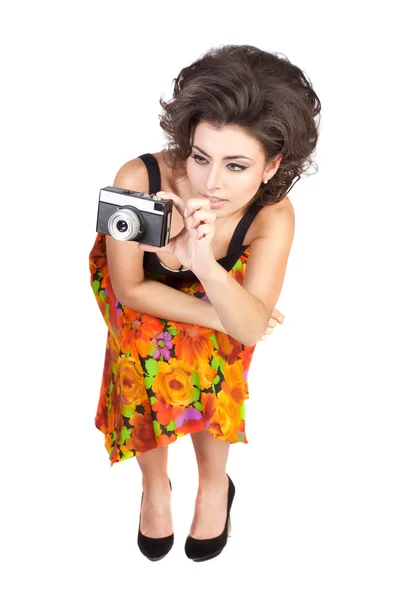 Sexy vrouw met camera — Stockfoto