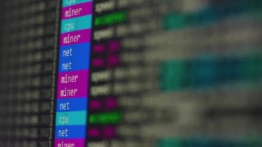 Dijital kripto para biriminin çıkarılması. Madencilik bitcoin işlem programının ekran görüntüsünü kapat. Ekonomi ve iş konsepti.