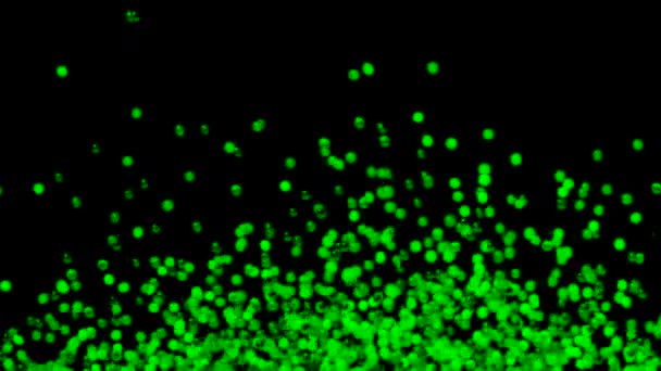 Jasne zielone kulki żelu wody odbijające się na czarnym tle. Żel polimerowy. Żel krzemionkowy. Kule hydrożel odbijają się i latają w różnych kierunkach spowodowanych wibracjami dźwiękowymi. Zamknij drzwi. Zwolniony ruch. — Wideo stockowe